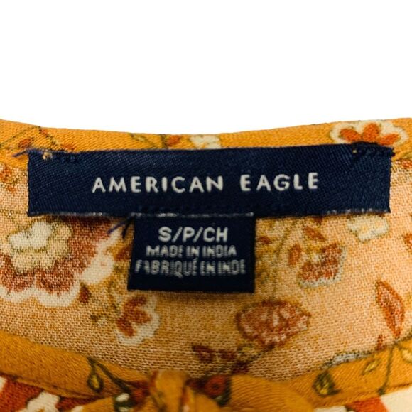 American Eagle Outfitters Peasant Smock Waist Boho Ditsy Floral Mini Dre… - Picture 8 of 13